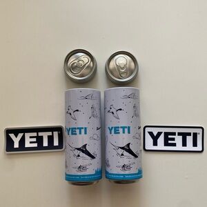 YETI slim collectible stash can & YETI logo stickers - set of 2
